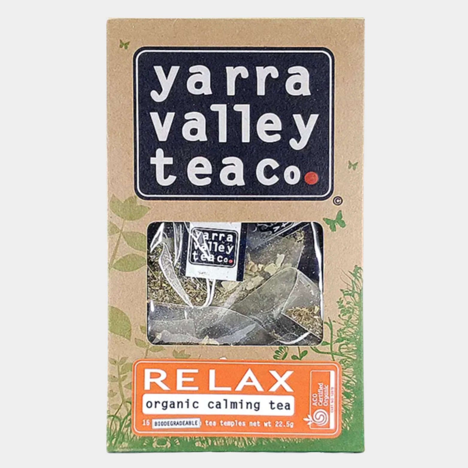 Brown box tea Calming Camomile linden spearmint